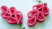 New Art Craft-How to make Beautiful Quilling Earring Pink Whitedesign - Paper Art Quilling