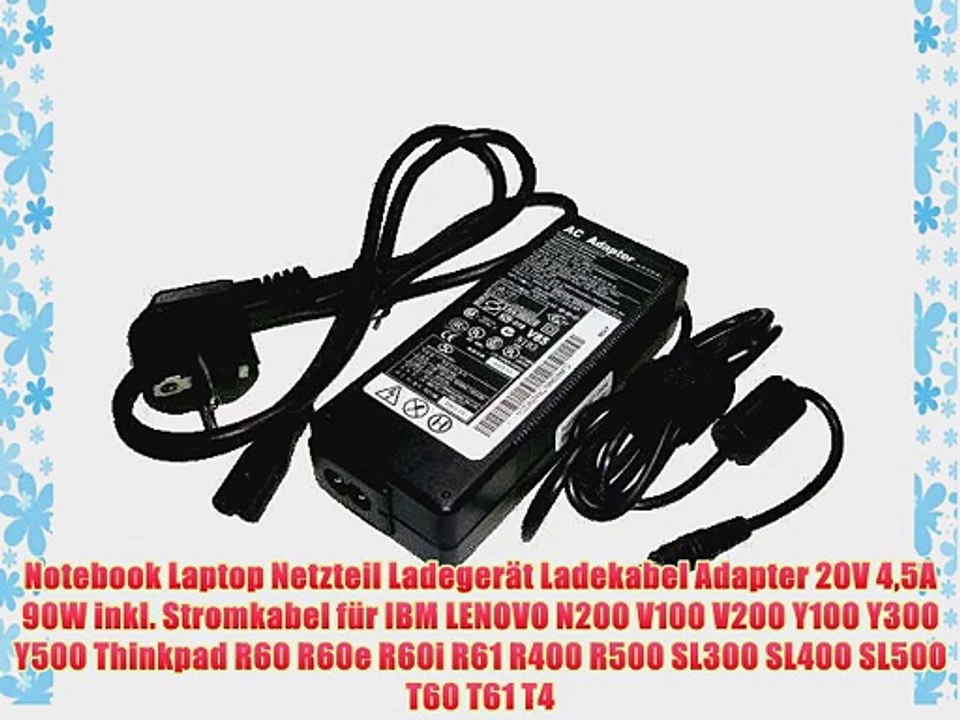 Notebook Laptop Netzteil Ladeger?t Ladekabel Adapter 20V 45A 90W inkl. Stromkabel f?r IBM LENOVO