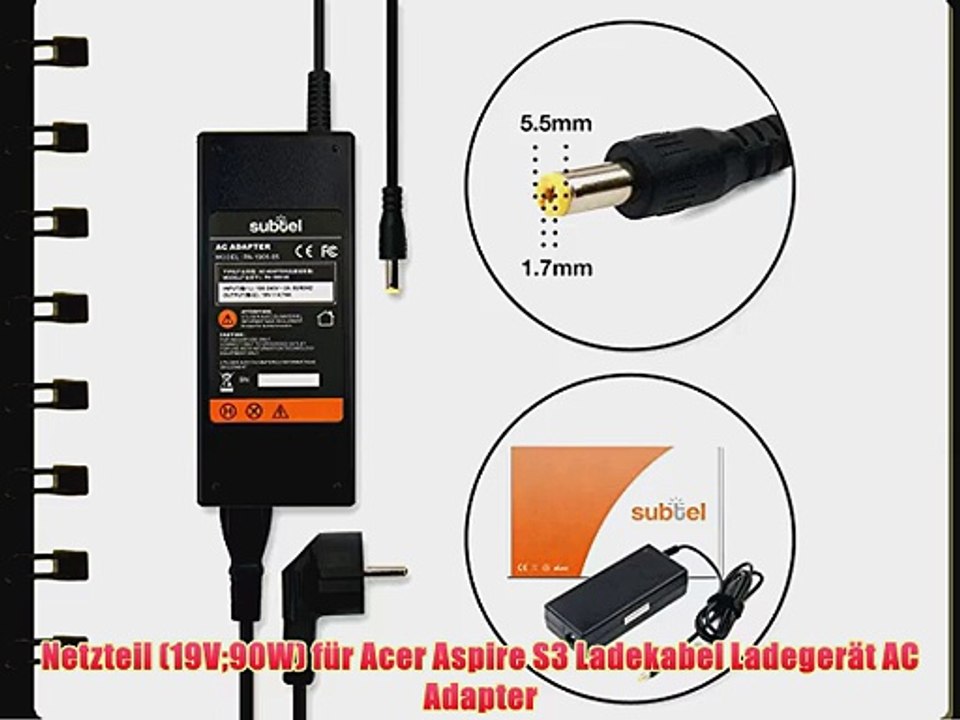 Netzteil (19V90W) f?r Acer Aspire S3 Ladekabel Ladeger?t AC Adapter