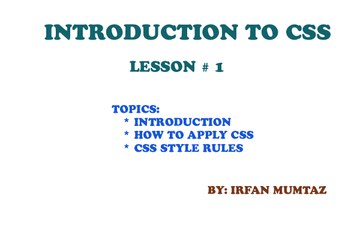 Learn CSS in URDU/HINDI lesson # 1 introduction