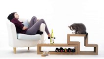 Katris is… a cat scratcher, a coffee table, a cat tree, a book shelf, it's your call!
