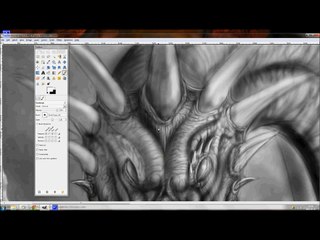 griffin teasing a dragon speed painting by me