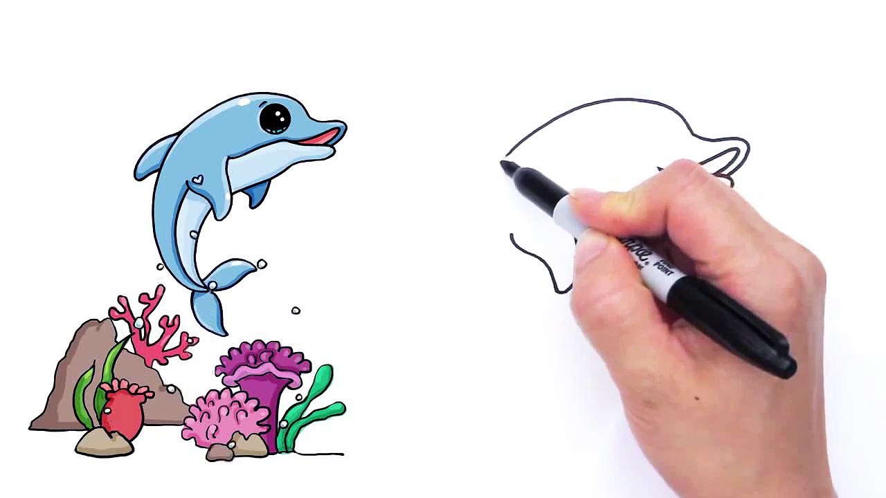 How to Draw a Cartoon Dolphin Cute and Easy