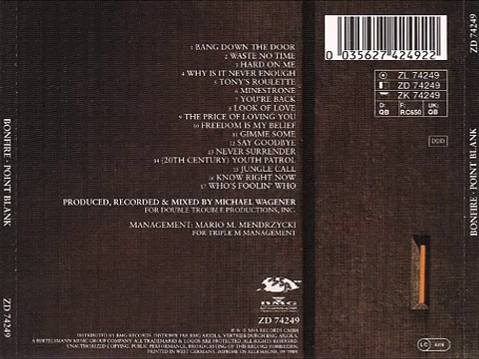 Bonfire - Point Blank 1989 [Full Album]