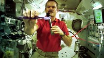 Chris Hadfield brushes his teeth in space ---- colored version