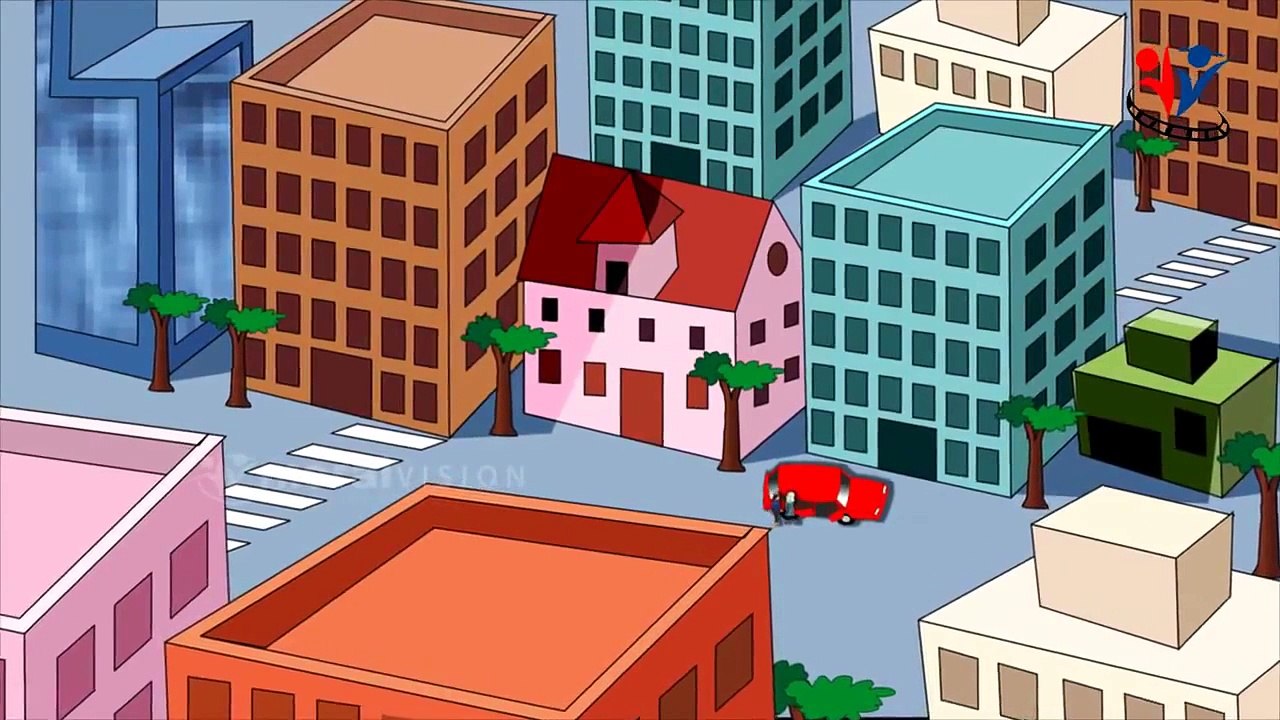 Abdul Bari with family in their red car   Muslims Islamic Cartoon for children with Abdul Bari