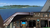 FSX PMDG 747 Landing @ St. Martin / Sint Maarten TNCM (Cockpit view)