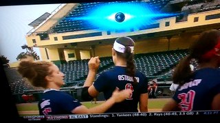Cat Osterman high-fives Keilani Ricketts in slow motion