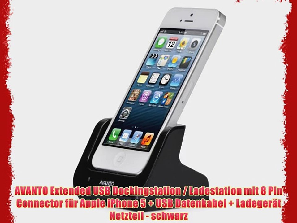 AVANTO Extended USB Dockingstation / Ladestation mit 8 Pin Connector f?r Apple iPhone 5   USB