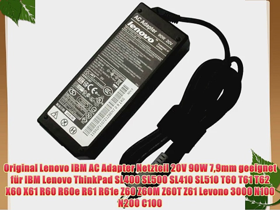 Original Lenovo IBM AC Adapter Netzteil 20V 90W 79mm geeignet f?r IBM Lenovo ThinkPad SL400