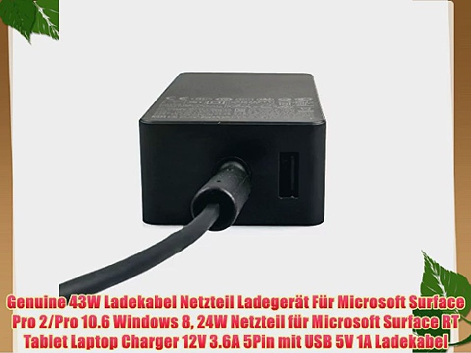 Genuine 43W Ladekabel Netzteil Ladeger?t F?r Microsoft Surface Pro 2/Pro 10.6 Windows 8 24W