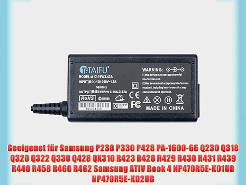 60W Samsung Netzteil Ladeger?t f?r Samsung ATIV Notebook AC Adapter AD-6019 ADP-60ZH AD-6019R