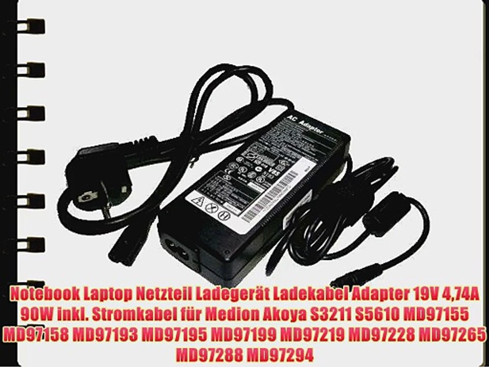 Notebook Laptop Netzteil Ladeger?t Ladekabel Adapter 19V 474A 90W inkl. Stromkabel f?r Medion