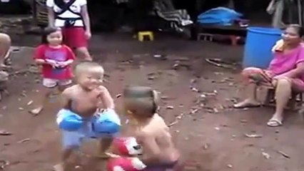 Funny kids boxing