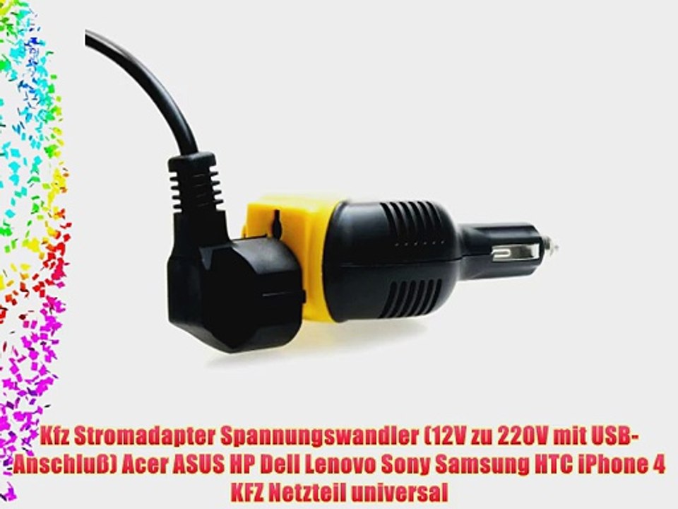 Kfz Stromadapter Spannungswandler (12V zu 220V mit USB-Anschlu?) Acer ASUS HP Dell Lenovo Sony
