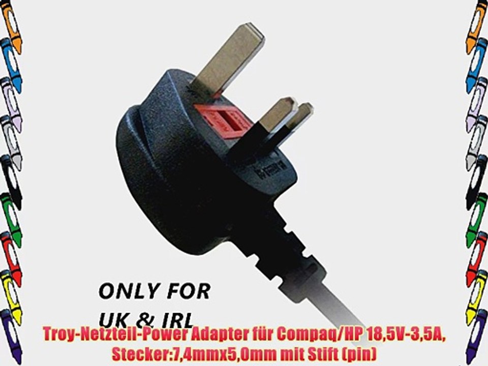 Troy-Netzteil-Power Adapter f?r Compaq/HP 185V-35A Stecker:74mmx50mm mit Stift (pin)