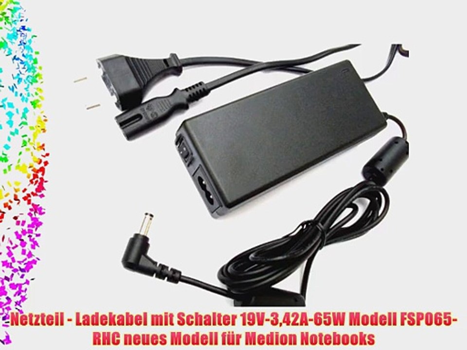 Netzteil - Ladekabel mit Schalter 19V-342A-65W Modell FSP065-RHC neues Modell f?r Medion Notebooks