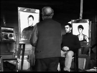 biggest georgian painter edmond kalandadze paintes Portrait of 88shota kalndadze
