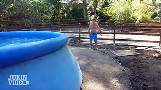 Dad Embarrasses Himself Jumping Into Pool