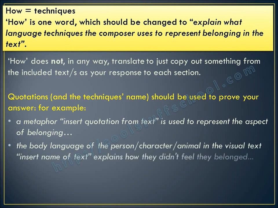 SMART TIPS ON how to succeed in HSC English - PAPER 1 - Sect I - Belonging