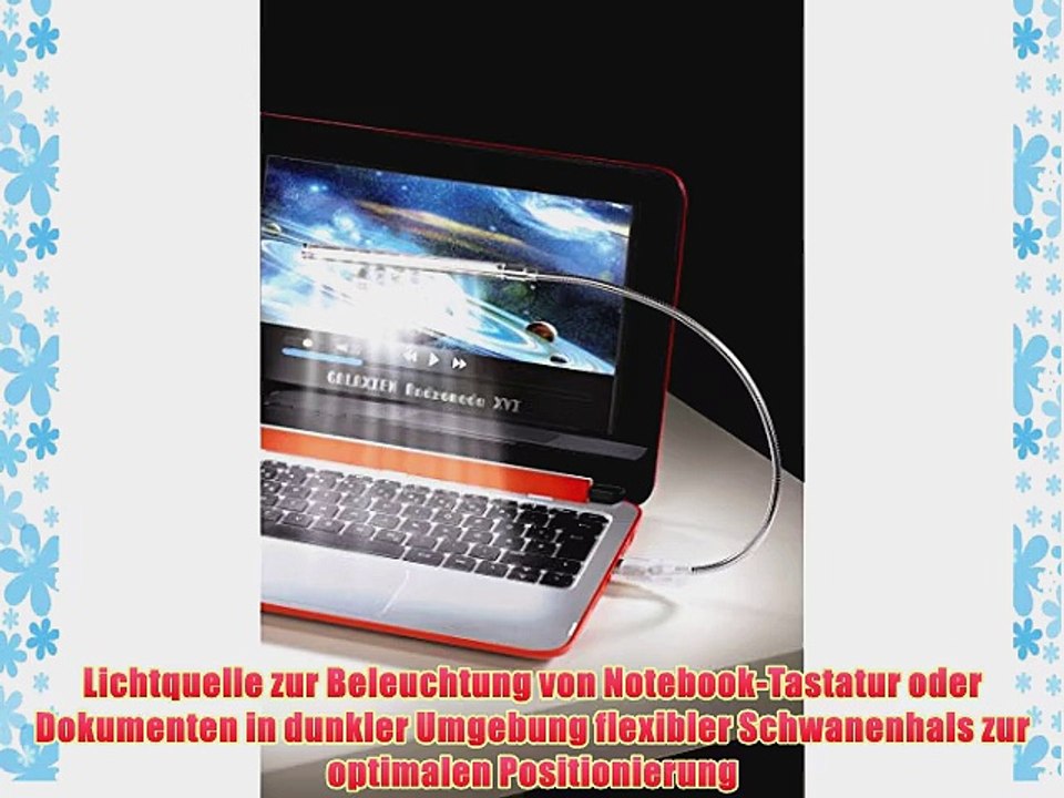 Hama USB LED-Notebooklicht mit flexiblem Schwanenhals Tastaturbeleuchtung  und Leselicht f?r
