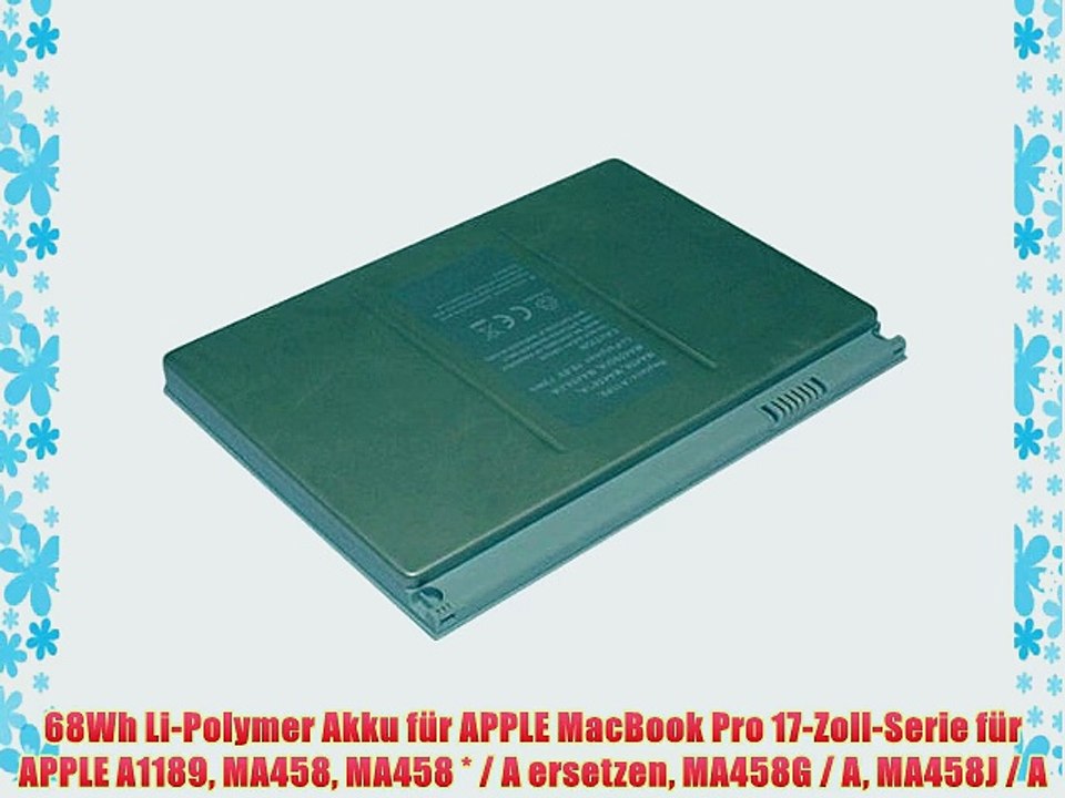 68Wh Li-Polymer Akku f?r APPLE MacBook Pro 17-Zoll-Serie f?r APPLE A1189 MA458 MA458 * / A