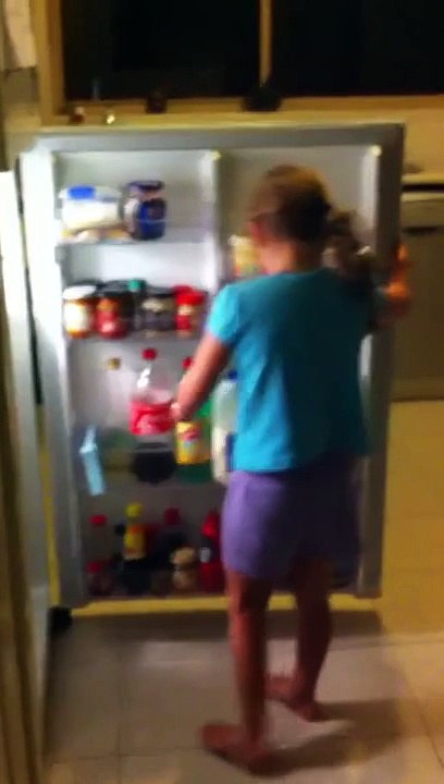 Little sister caught sleep walking
