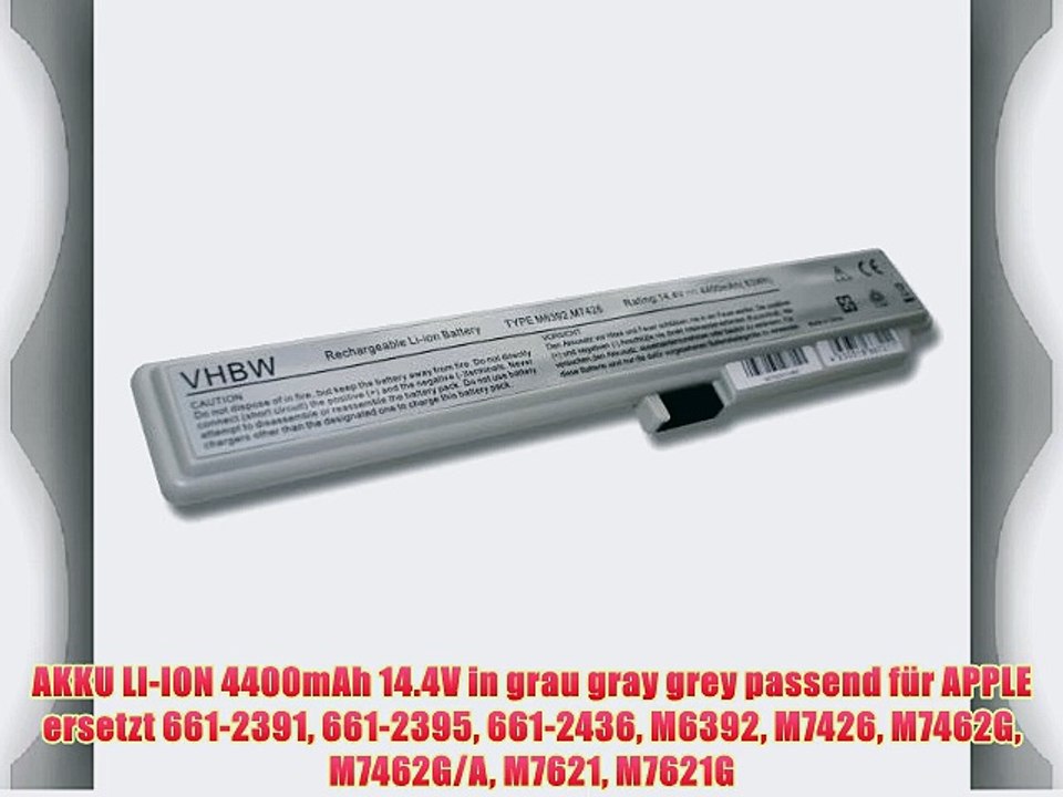 AKKU LI-ION 4400mAh 14.4V in grau gray grey passend f?r APPLE ersetzt 661-2391 661-2395 661-2436
