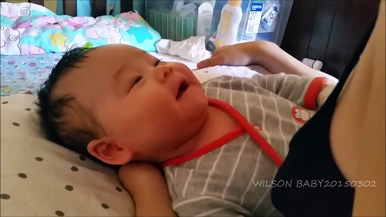 Day73 Wilson the Laughing Baby with hiccups!! Mommy makes him Laugh!!
