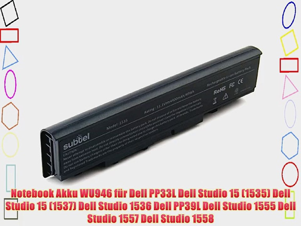 Akku f?r Dell Studio 15 (1535) / Studio 1536 / Studio 15 (1537) / Studio 1555 / Studio 1557