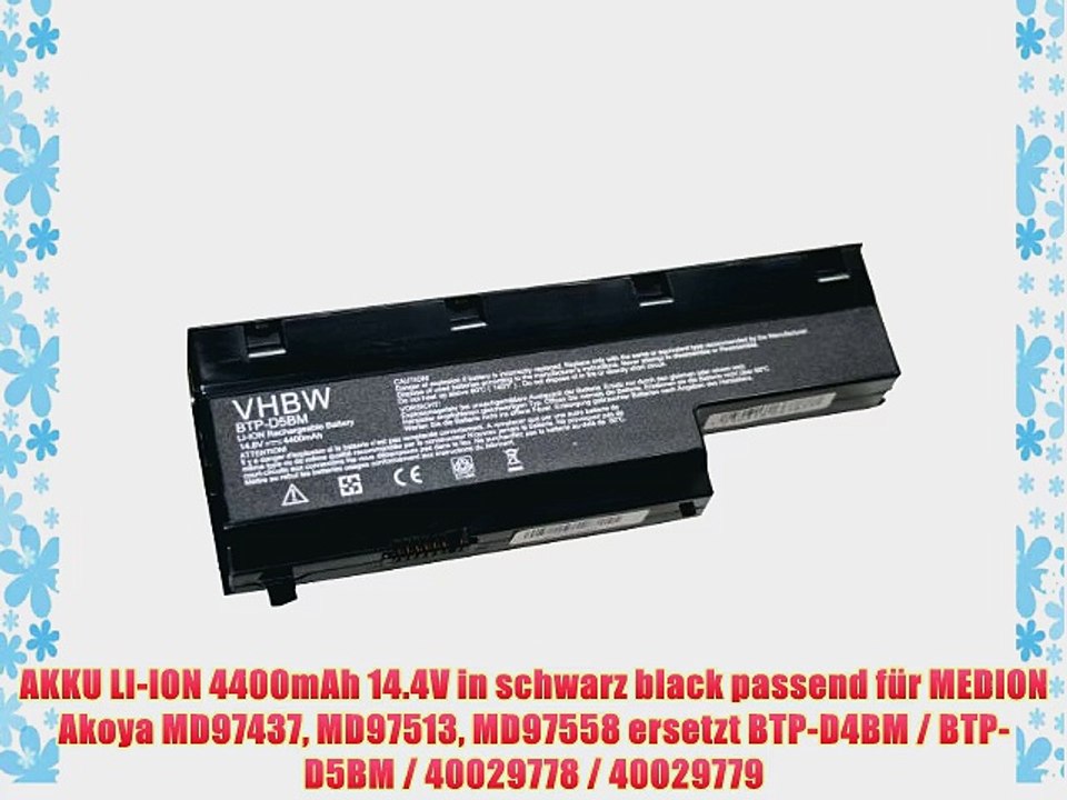 AKKU LI-ION 4400mAh 14.4V in schwarz black passend f?r MEDION Akoya MD97437 MD97513 MD97558