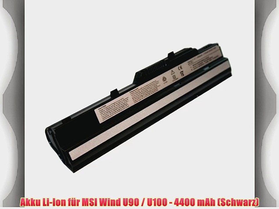 Akku Li-Ion f?r MSI Wind U90 / U100 - 4400 mAh (Schwarz)