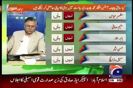 Iftikhar Chaudhry in politics now:- Hasan Nisar Response