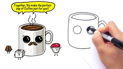 How to Draw a Cartoon Cup of Coffee Cute and Easy with Mustache