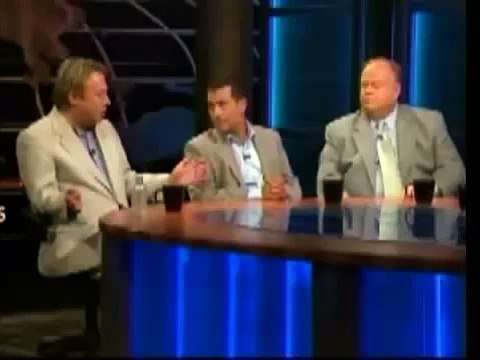 Christopher Hitchens flips off Bill Maher's audience