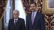 SS.MM. los Reyes, con el Presidente de Italia Sergio Mattarella en el Palacio Real de Madrid