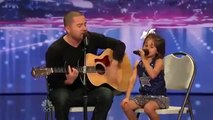 5 year old girl SINGING with her father incredible (America has talent).