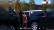 British Model Cara Delevingne gives a cheeky dance to car friend
