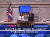 Laura Chinchilla, President of Costa Rica, visits the NYSE and rings the opening bell