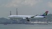 South African Airways Airbus A340 Landing in Hong Kong Airport. Flight SA286. ZS-SXE. Plane Spotting