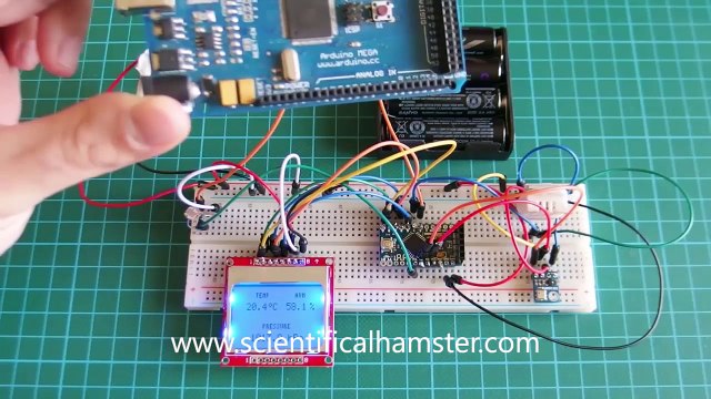Arduino Project: Weather Station #4 using DHT22, BMP180 sensors and NOKIA 5110 LCD Arduino pro mini