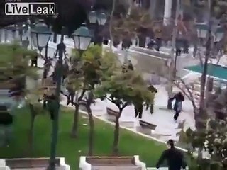 Greek Cop Lit on Fire by Taking Molotov Cocktail to the Head