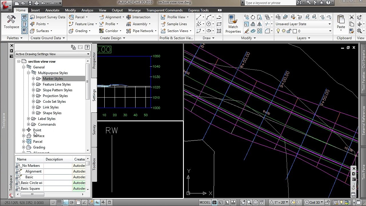 Civil 3D 2010: Cross Section ROW Markers