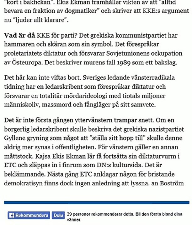 ETC saknar demokratisk trovärdighet