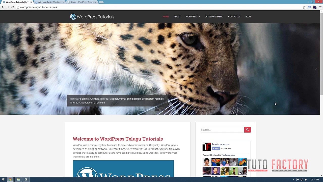 11.Wordpress Telugu Tutorials - How to create Website in Wordpress Part 11. Sliders