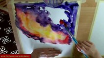 SPACE ART SKYLINE - Watercolor Time Lapse #0054  [SPACE] [STARS] [PAINTING] [GALAXY]