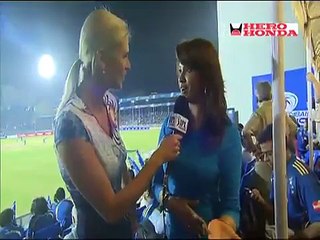 FUN FEED SNIPPETS - MATCH27 - IPL 2010 - MI vs KXIP - Interview - Diana Hayden