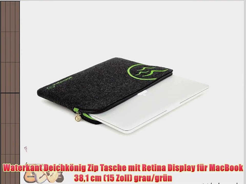 Waterkant Deichk?nig Zip Tasche mit Retina Display f?r MacBook 381 cm (15 Zoll) grau/gr?n