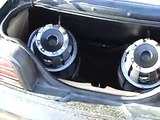 my 95 mustang gt with 2 rockford fosgate T-1's.1500 watts. custom fiberglassed and painted box