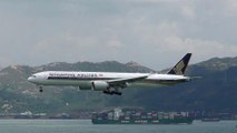 Boeing 777 Singapore Airlines Landing in Hong Kong Airport. Plane Spottting. Flight SQ860. 9V-SWR